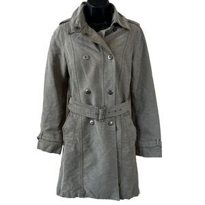 Timberland Waxed Cotton Military Style Trench Coat